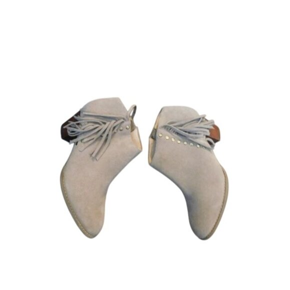 Vionic Size 7 Suede Leather Fringed Western Style Bootie Shoes - Picture 2 of 4